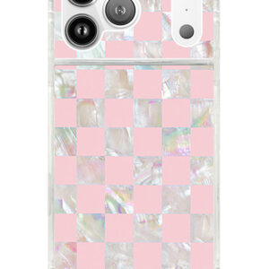 Pink Checkered Mother of Pearl iPhone Case