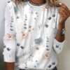 Casual Crewneck Long Sleeve Floral Printed Blouse
