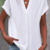 Women's Summer Casual Short-Sleeve Button-Front Blouse