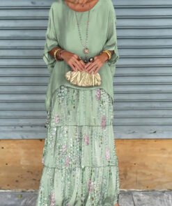 Classic Art Print Elegant Chiffon Cake Skirt