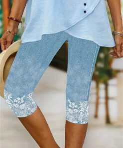 Women's Lace Floral Print Casual Leggings