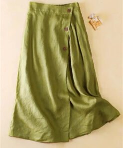 Simple Casual Loose Elasticity Ramie Cotton Skirt