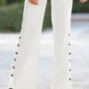 White Casual Loose Plain Pants